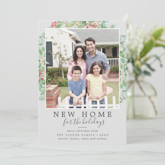 クリスマスのグリーンリーの新しい家の写真 シーズンカード (スタンド正面)
