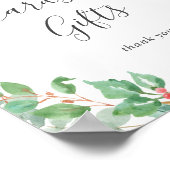 クリスマスのグリーンリースのカードとギフトの看板 ポスター (角)