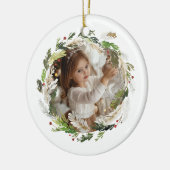 クリスマスのグリーンリース セラミックオーナメント (左)