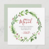 クリスマスのグリーン引越しのお知らせ 招待状 (正面/裏面)