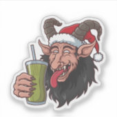 クリスマスのグリーン抹茶を飲むクランプス スプーキー シール (正面)