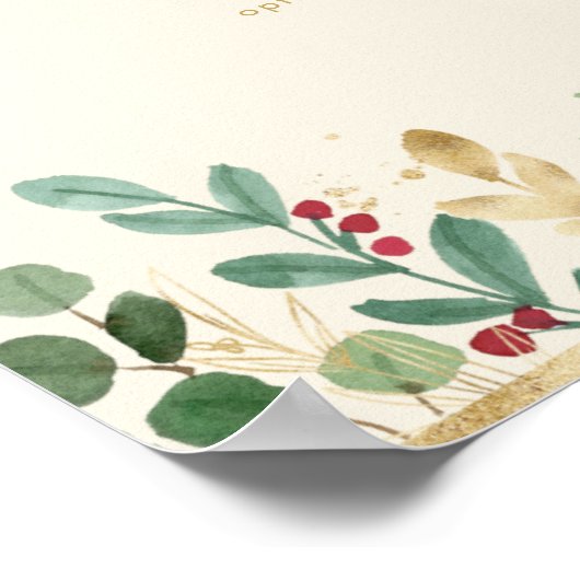 クリスマスのグリーン | カスタム クリーム カードとギフト ポスター (角)