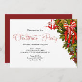 クリスマスのグリーン クリスマスパーティーの装飾 招待状 (正面/裏面)
