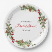 クリスマスのグリーン ブライダルシャワー ペーパープレート (正面)