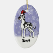 クリスマスのグレートデーン(あなたのペットネームを加えて下さい) セラミックオーナメント (右)