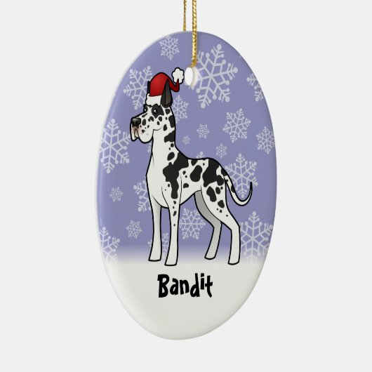 クリスマスのグレートデーン(あなたのペットネームを加えて下さい) セラミックオーナメント (右)