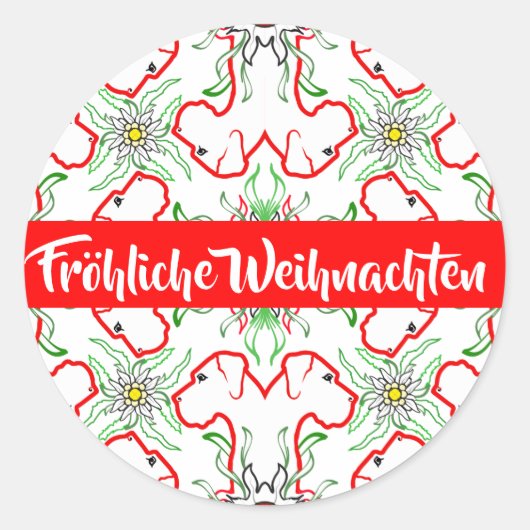 クリスマスのグレートデーン ラウンドシール (正面)