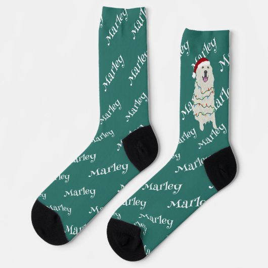 クリスマスのグレートピレニーズ ソックス (左)