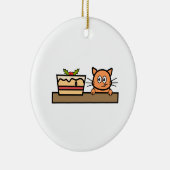 クリスマスのケーキを持つ猫 セラミックオーナメント (右)