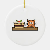 クリスマスのケーキを持つ猫 セラミックオーナメント (裏面)