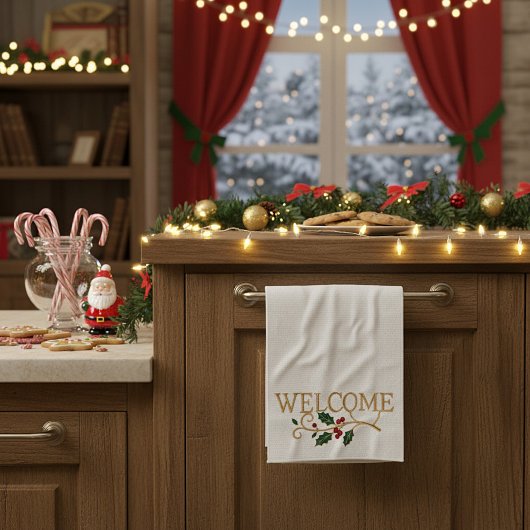 クリスマスのゲスト歓迎 キッチンタオル