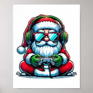 クリスマスのゲーマー男子のビデオゲームサンタXmas _1 ポスター