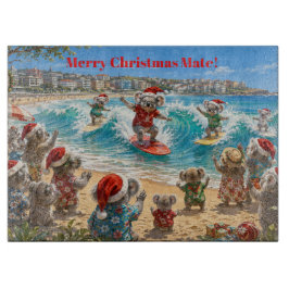 クリスマスのコアラがボンダイビーチでサーフィン カッティングボード