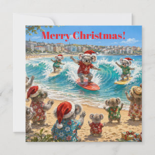クリスマスのコアラがボンダイビーチでサーフィン シーズンカード
