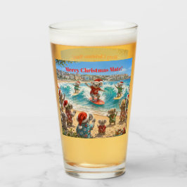 クリスマスのコアラがボンディビーチでサーフィン、マテ！ タンブラーグラス