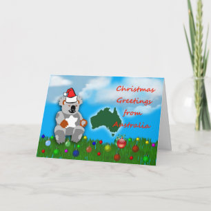 クリスマスのコアラのmarsupialオーストラリアのクリスマス シーズンカード