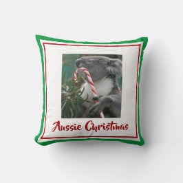 クリスマスのコアラ　キャンディーケーンをユーカリの木で クッション