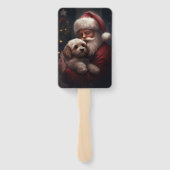 クリスマスのコカプーとサンタクロース ハンドファン (裏面)