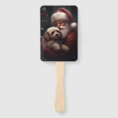 クリスマスのコカプーとサンタクロース ハンドファン (正面)