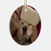 「クリスマスのコッカー好き」セラミックオーナメント セラミックオーナメント (右)