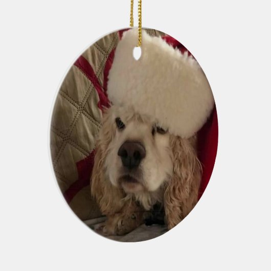 「クリスマスのコッカー好き」セラミックオーナメント セラミックオーナメント (右)
