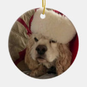 「クリスマスのコッカー好き」セラミックオーナメント セラミックオーナメント (正面)