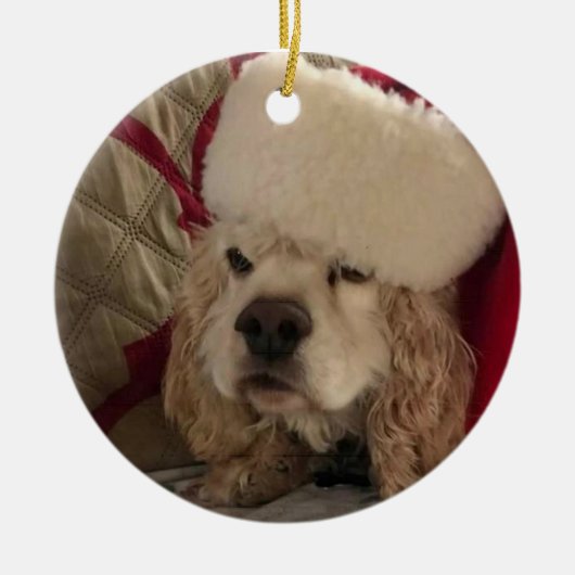 「クリスマスのコッカー好き」セラミックオーナメント セラミックオーナメント (正面)