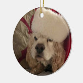 「クリスマスのコッカー好き」セラミックオーナメント セラミックオーナメント (左)
