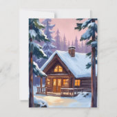 クリスマスのコテージ 冬の森の雪景色 シーズンカード (正面)