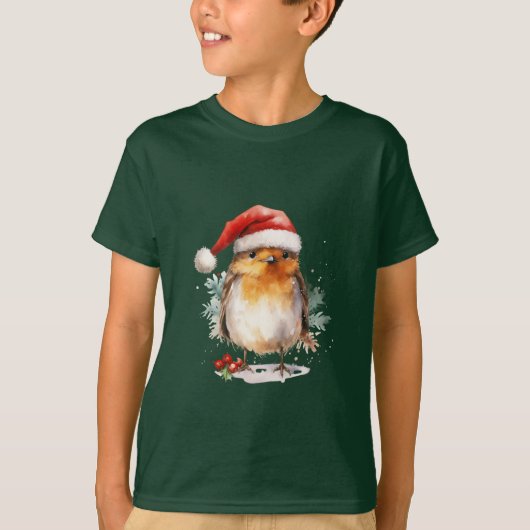 クリスマスのコマドリ Tシャツ (正面)