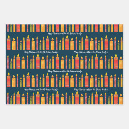 クリスマスのコラージュのキャンドルは軽い平和をカスタム行う ラッピングペーパーシート