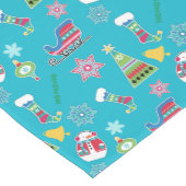 クリスマスのコラージュのパターン(青) ミディアムテーブルランナー (コーナー)