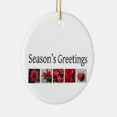 クリスマスのコラージュ（赤） セラミックオーナメント (右)