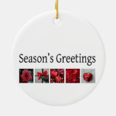 クリスマスのコラージュ（赤） セラミックオーナメント (裏面)