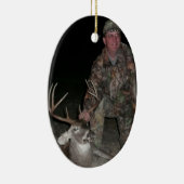 クリスマスのコレクションのシカの狩りは写真の文字を加えます セラミックオーナメント (右)