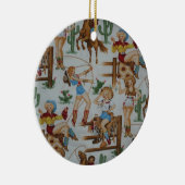 クリスマスのコレクションのレトロの女性のカーボーイ セラミックオーナメント (右)