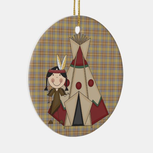 クリスマスのコレクションの原産のアメリカインディアンの女の子 セラミックオーナメント (右)