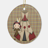 クリスマスのコレクションの原産のアメリカインディアンの女の子 セラミックオーナメント (左)