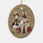 クリスマスのコレクションの原産のアメリカインディアンの馬 セラミックオーナメント (右)