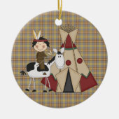 クリスマスのコレクションの原産のアメリカインディアンの馬 セラミックオーナメント (正面)