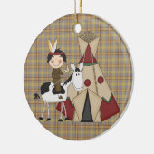 クリスマスのコレクションの原産のアメリカインディアンの馬 セラミックオーナメント (左)