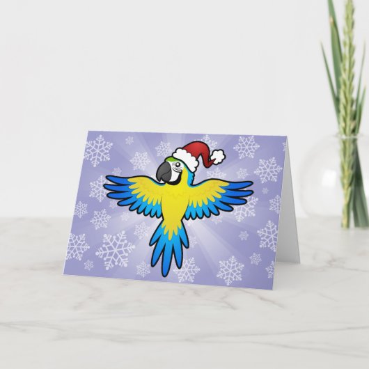 クリスマスのコンゴウインコ/オウム シーズンカード (正面)