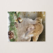 クリスマスのコーギーの子犬 ジグソーパズル (横)