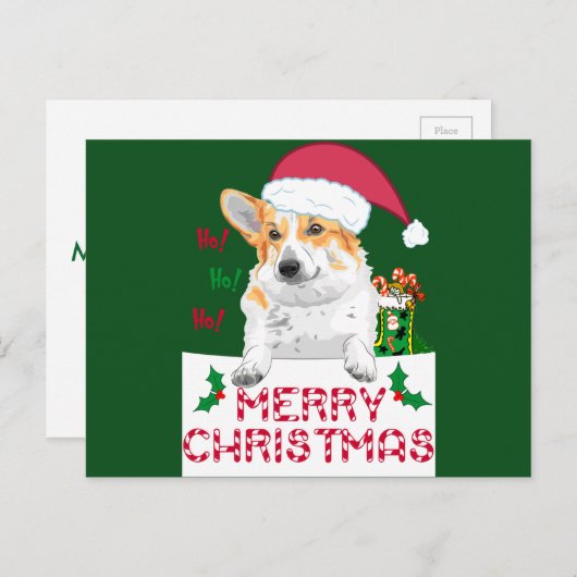 クリスマスのコーギー シーズンポストカード (正面/裏面)