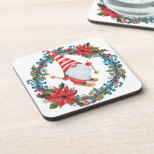 クリスマスのコースターと格言とリース コースター (左側)