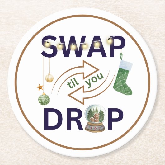 クリスマスのコースターをドロップするまで交換 ラウンドペーパーコースター (正面)