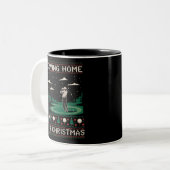 クリスマスのゴルフ帰宅 Funny Ugly Xmas ツートーンマグカップ (正面左)
