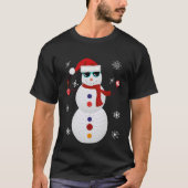 クリスマスのゴルフ雪だるまのサンタの帽子のギフト Tシャツ (正面)