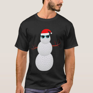 クリスマスのゴルフ雪だるまのサンタの帽子のギフト Tシャツ