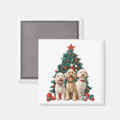 クリスマスのゴールデンドゥードル犬 マグネット (正面/裏面)